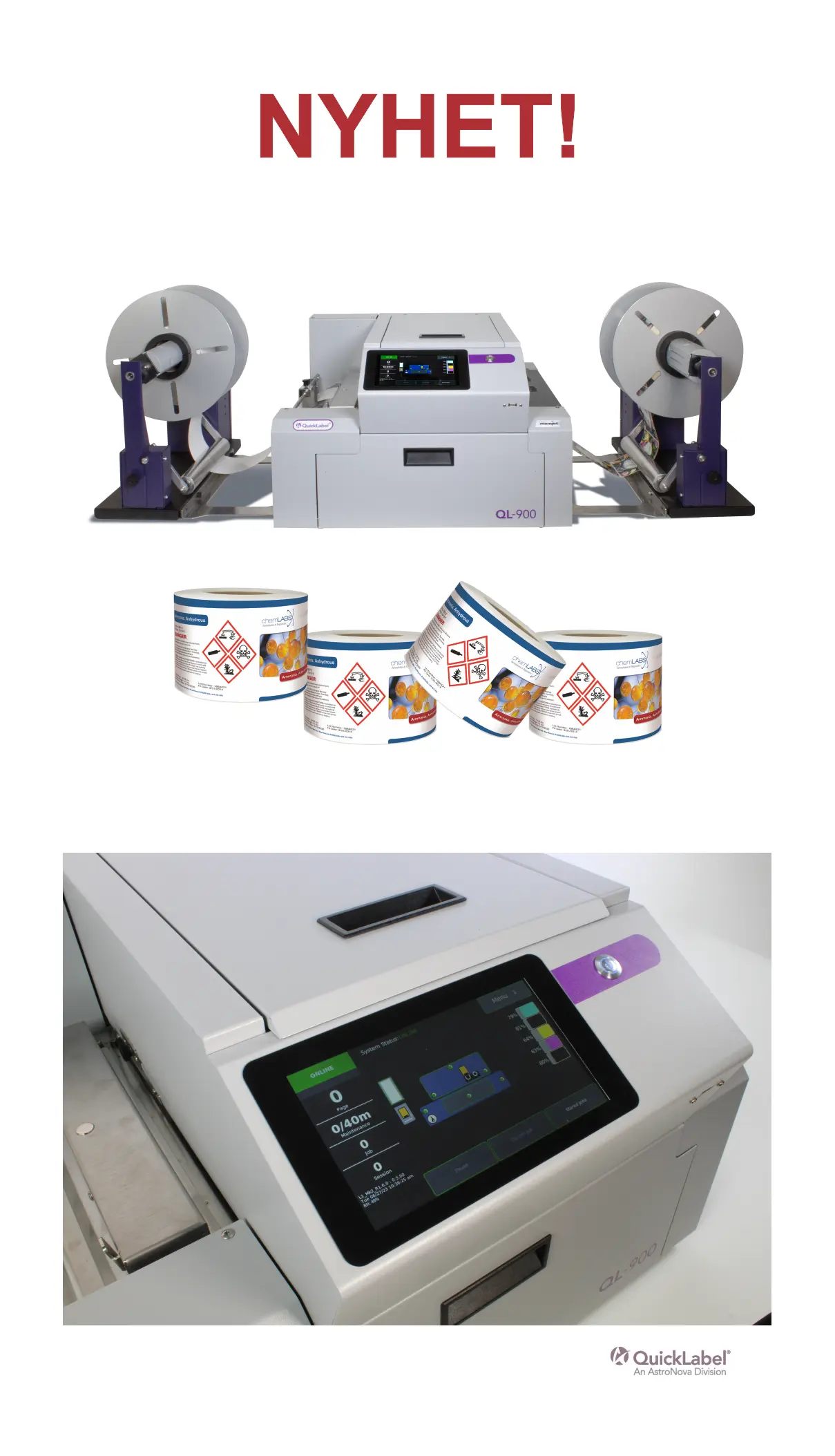 QL-900 bläckstråle etikettskrivare med produkt-touchscreen